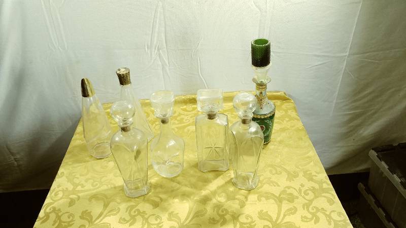 Glass Decanters, Bottles, and misc.
