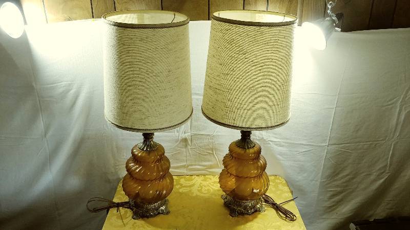 Matching Pair of Amber Lamps
