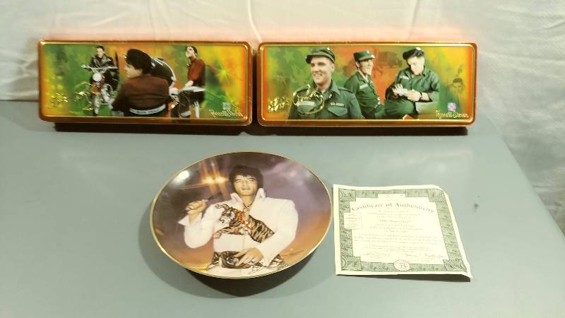 Elvis Tins and Plate with Certificate
