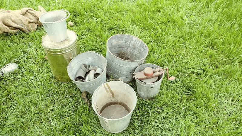 Buckets and Vintage Ice Cream Maker1