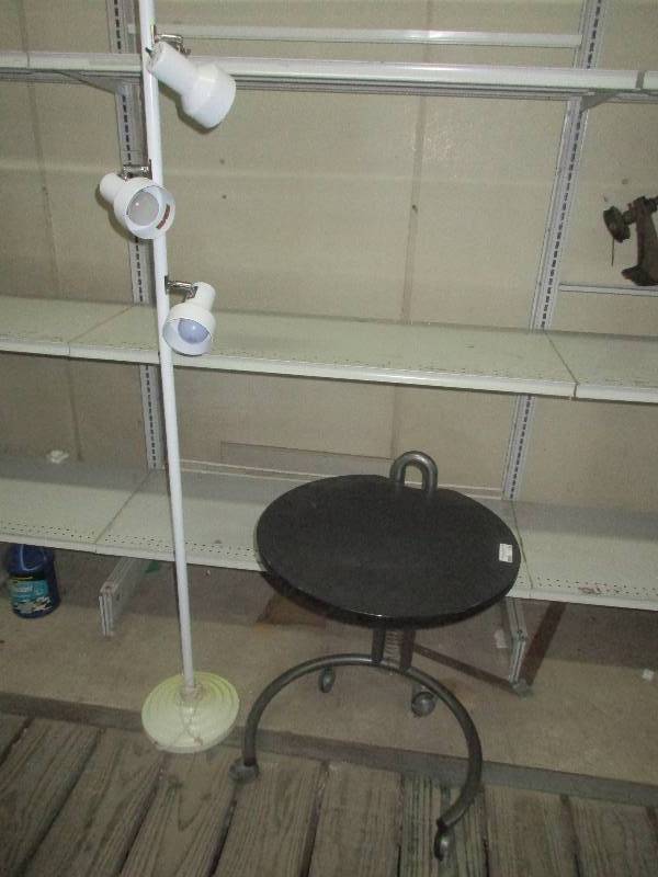 lot 151 image: table on wheels and lamp