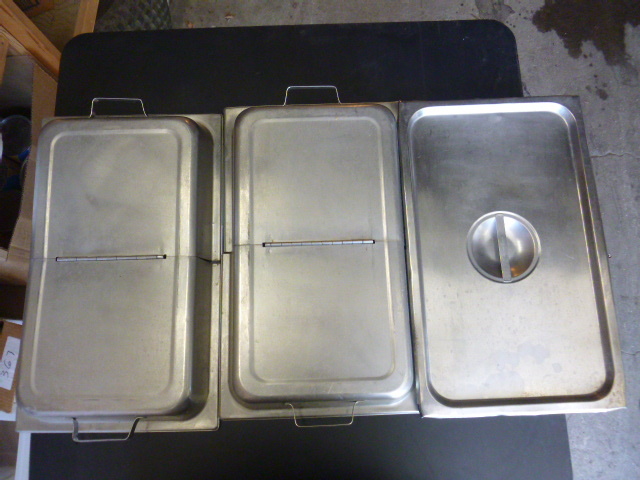 2 Hinged Steam Pan Covers and Regular Cover
