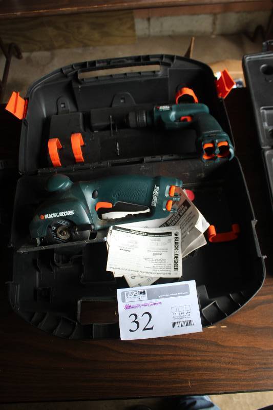 lot 32 image: Black & Decker Cordless Tools w Carry Case