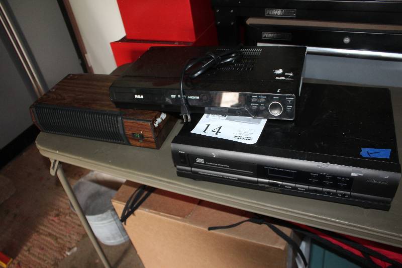 lot 14 image: Lot of (3) Electronics Includes RCA DVD Player, Magnavox CBD500 Compact Disc Player, Sears Electrostatic Air Cleaner - 120V, 60Hz, 0.7A, 55W