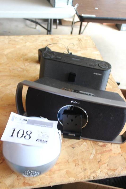 lot 108 image: Lot of (3) Docking Stations Includes iHome, Sony, Philips