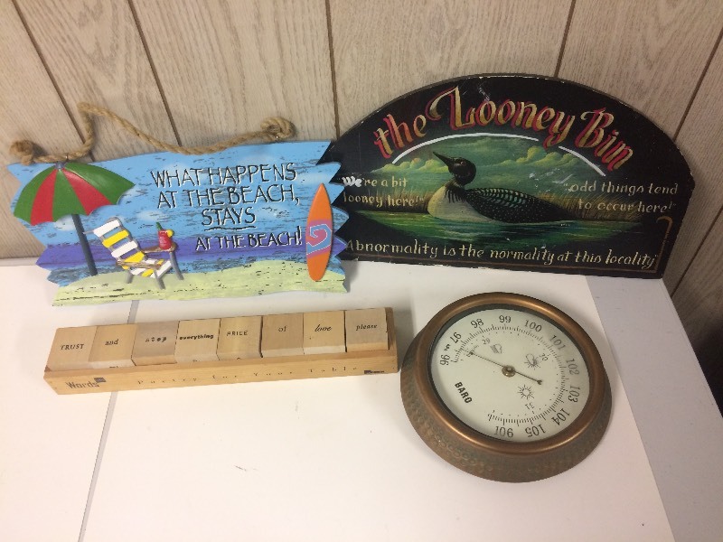 lot 82 image: Decorating Lot - Signs, Barometer, Poetry for your Table Blocks