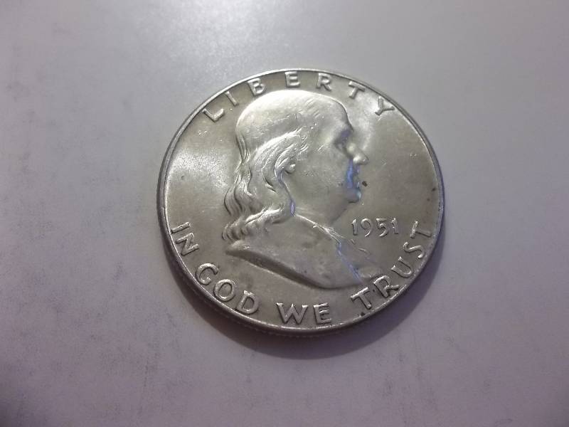 1951 Franklin Half Dollar Very High Grade MS With Full Bell (In MS65 $340.00)