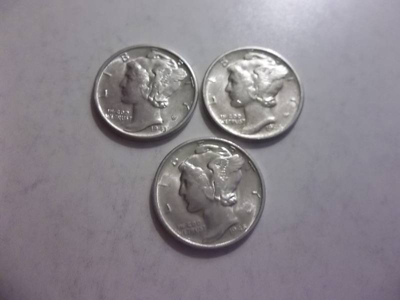 1943, 1945 D, 1945 D Mercury Dimes All MS