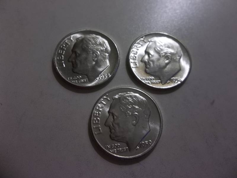 1954, 1956, 1959 D Roosevelt Dimes All MS