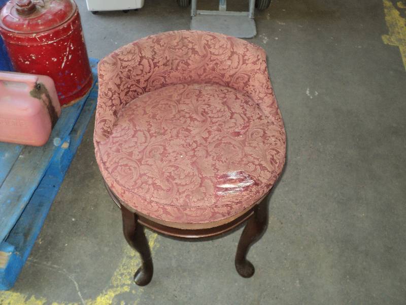 lot 90 image: round upholstered chair, needs new ...