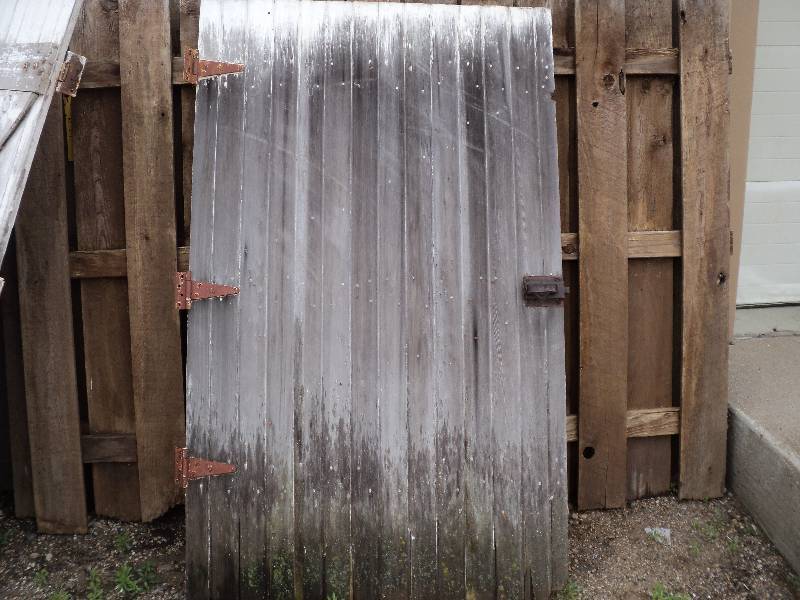 lot 2 image: large weathered barn door, 44inx74i...