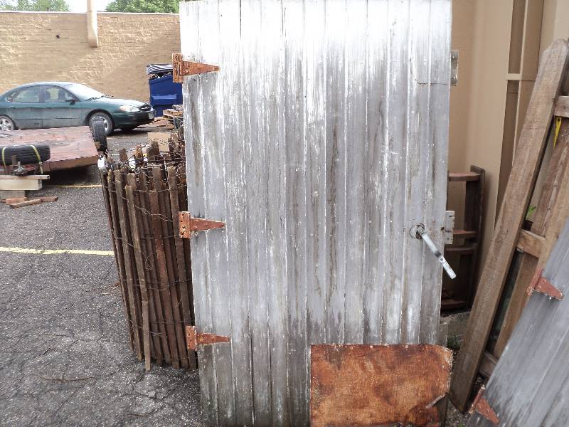 lot 3 image: large weathered barn door, 44inx75i...