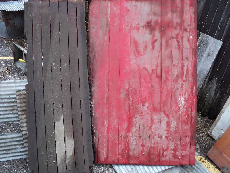 lot 59 image: 2 wood pieces, red 35inx54in, brow...