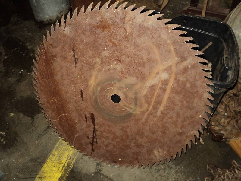lot 80 image: vintage saw blade, 25in diameter...