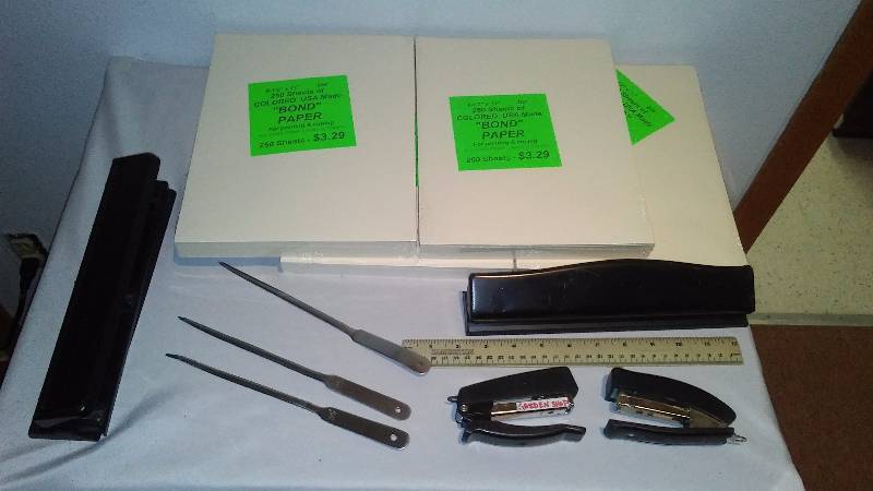 lot 13 image: Misc. Office Supply Lot, Paper, Hole Punch and More