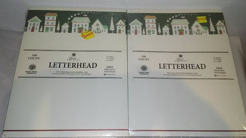 lot 39 image: Christmas Letterhead (16) Great for Invitations, letters, Announcements and more, 100 sheet count per package.
