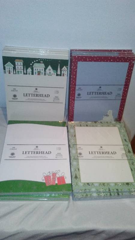 lot 46 image: Christmas Letterhead (16) Great for Invitations, letters, Announcements and more, 100 sheet count per package.