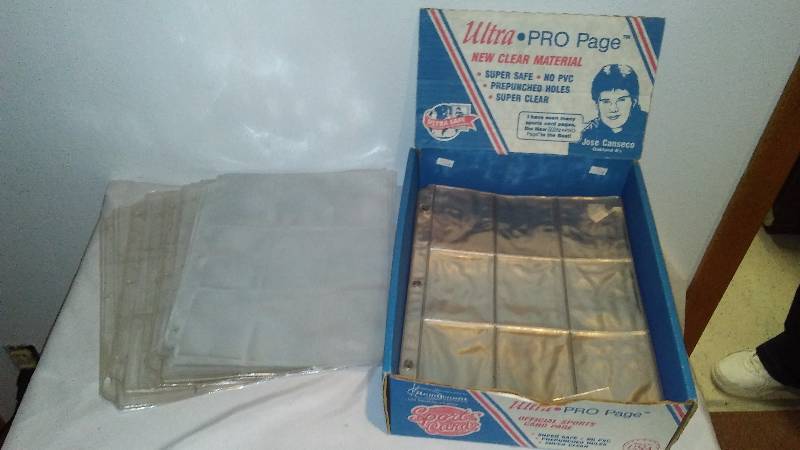 lot 59 image: Trading Card Protective Sleeves, Ultra Pro Page (approx. 150)