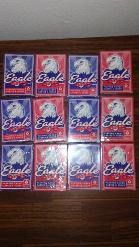 lot 100 image: Eagle Brand Playing Cards (12) 6 Blue, 6 Red Complete sets, New in package