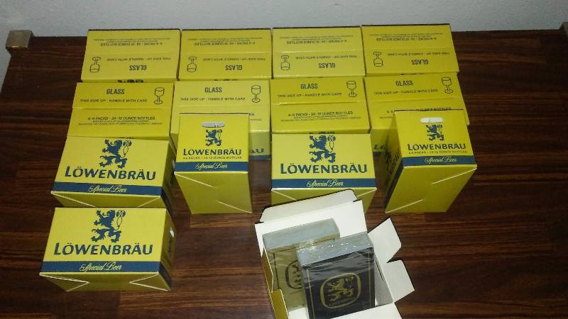 lot 113 image: Lowenbrau Playing Cards (14 sets) Two sets per box, for 28 complete sets