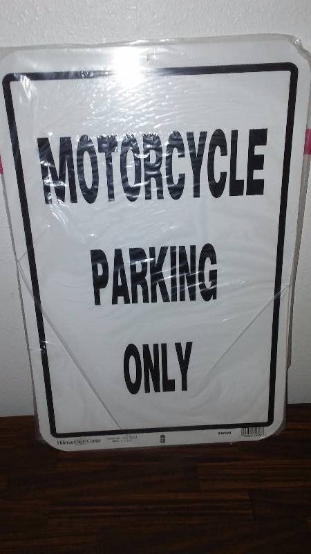 lot 116 image: Motorcycle Parking Only  Metal Sign, 18 x12 inches