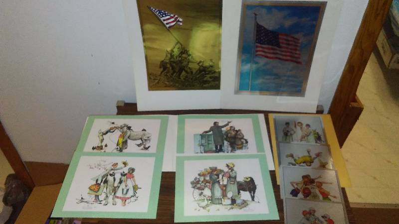 lot 124 image: Americana Collection Prints, (10) Norman Rockwell, Iwo Jima, and Old Glory