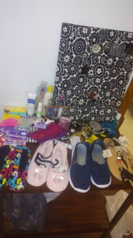 lot 135 image: Shoes, Jewelry and more  Shoe Sizes from left to right Sm, Med, 8 and 9