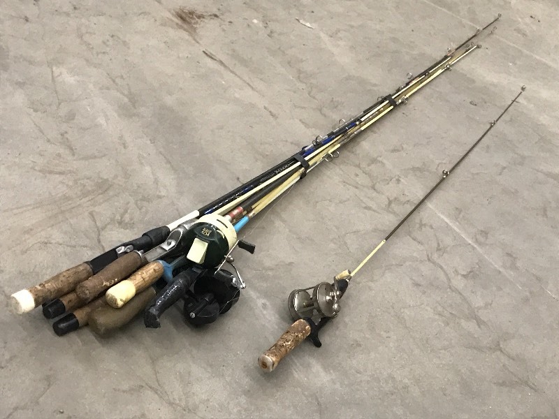 lot 73 image: Lot Of (9) Vintage Fishing Poles, (...