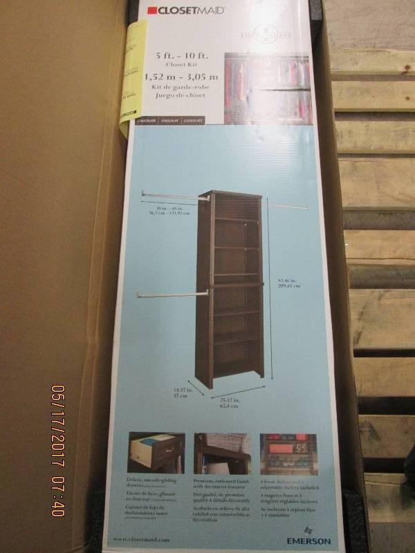closetmaid 5ft-10ft closet kit choc...