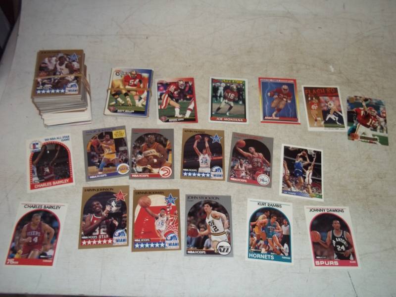 1989-90 NBA Basket Ball Cards 150 total, Magic Johnson, Moses Malone, Kevin McHale, Charles Barkley, Earvin Johnson,  with 40 plus Football Cards all San Francisco 49s, Joe Montana, Ronnie Loft, Roger Craig, Jerry Rice