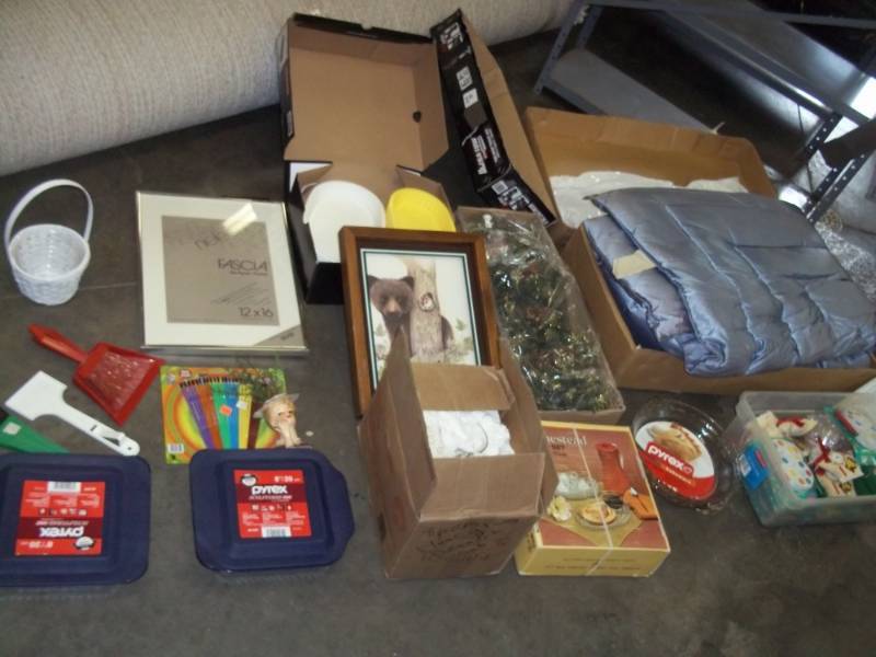 Large lot of Household items including Pyrex dishware and dcor