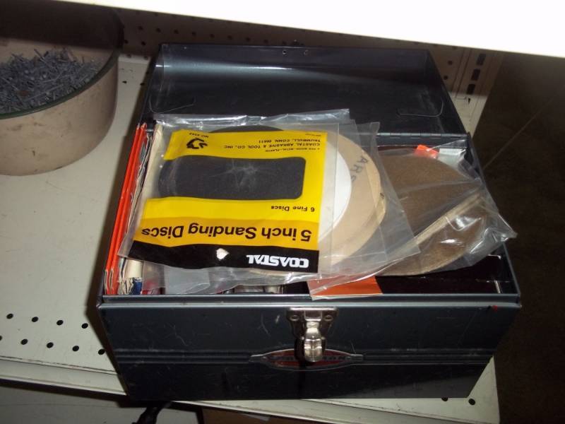 Tool box with sanding disks