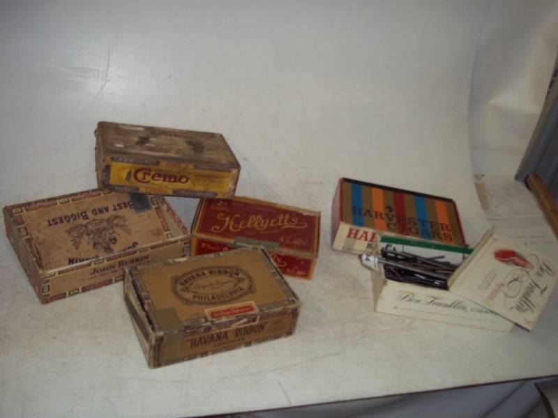 Vintage Cigar Boxes with parts