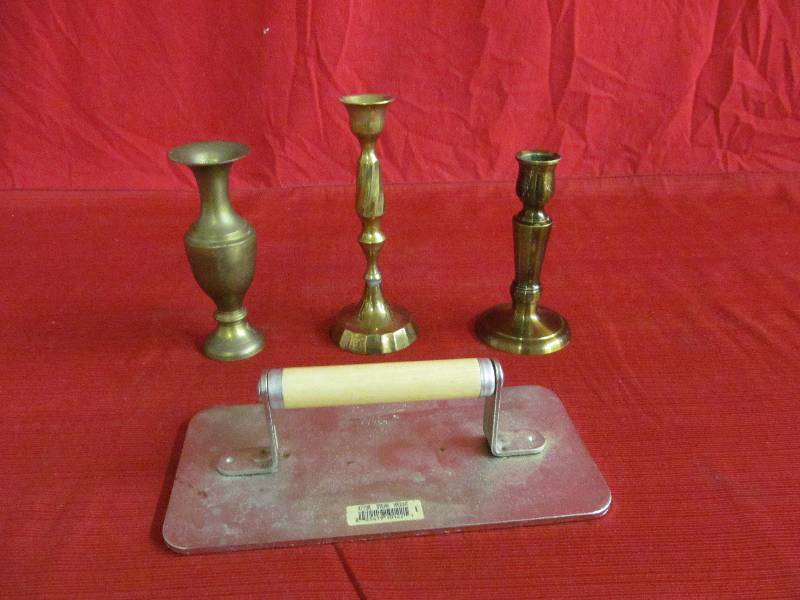 meat press, candle sticks