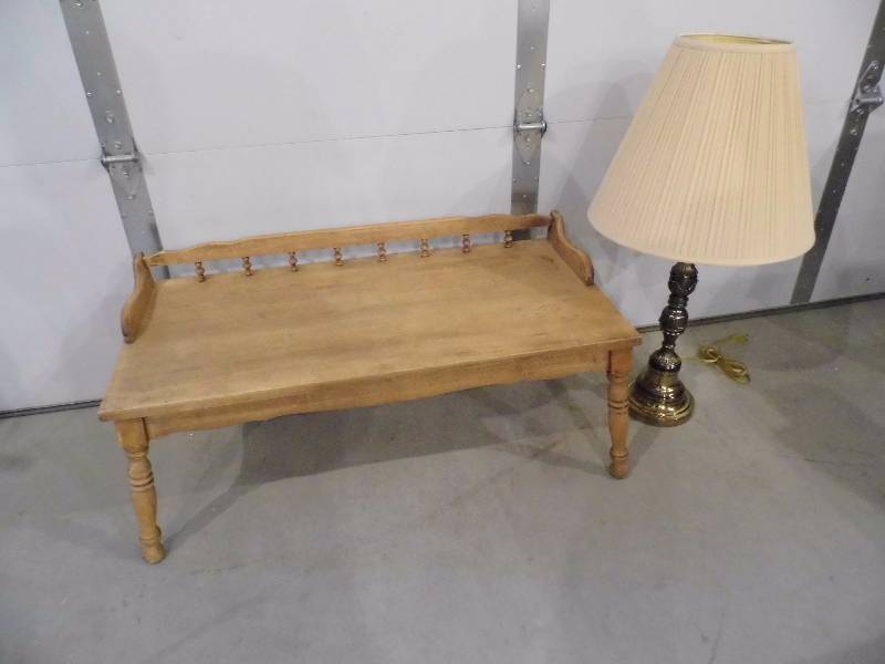Coffee Table & Brass Lamp