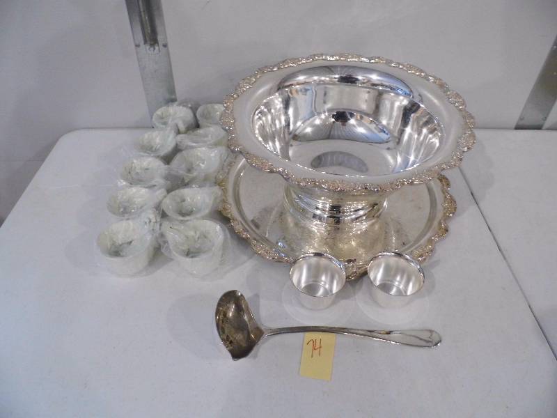 Punch Bowl - Tray - Ladle - Cups
