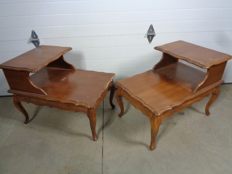 lot 107 image: Pair of Two Tier End Tables