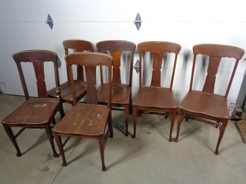 lot 112 image: 6 Old Wood Chairs