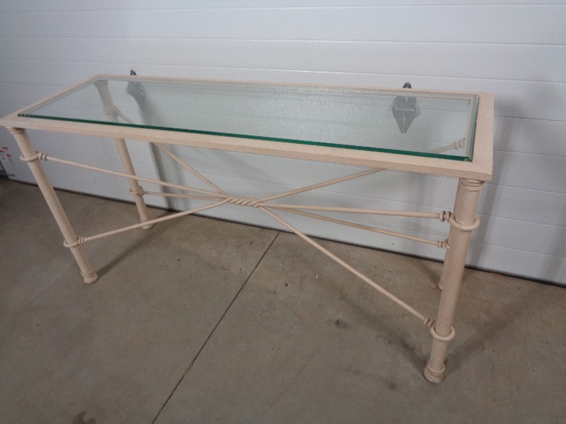 lot 134 image: Glass  Metal Sofa Table  Hall Table