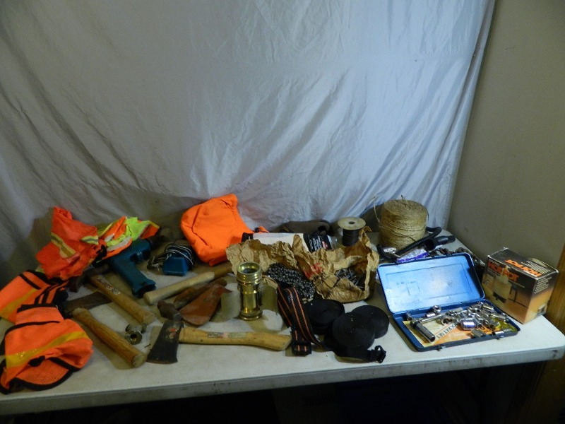 lot 47 image: Hatchet, Tools, Sockets, Hardware, Etc