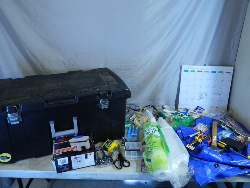 lot 72 image: Plastic Locker with Tools and Shop Supplies