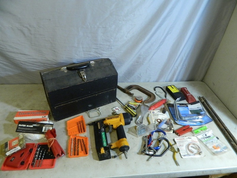 lot 76 image: Bostich Brad Nailer, Assorted Tools, Hardware, Etc