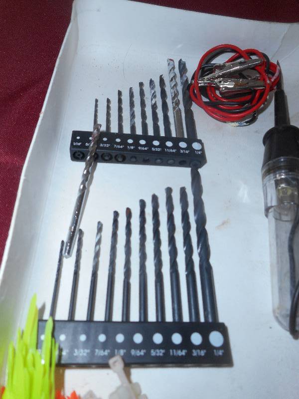 NEW DRILL BITS WIRE TESTER AND ZIP TIES