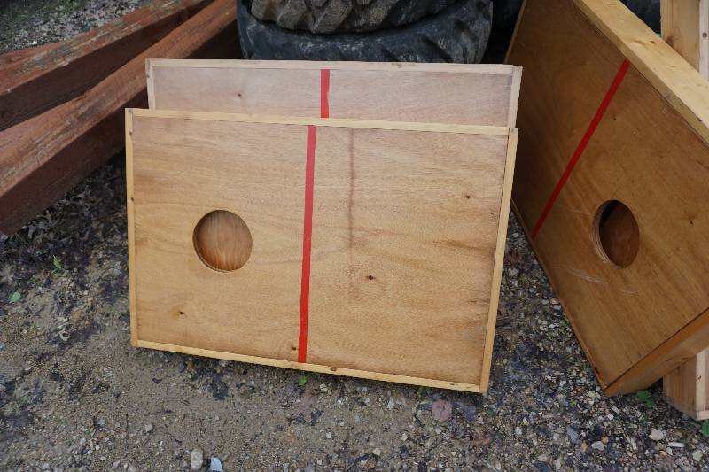 lot 16 image: Wood Bean Bag Game TargetsBoxes