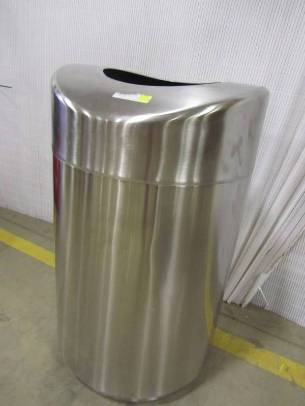 lot 48 image: Rubbermaid Commercial Executive Series Eclipse Open Top Trash Can, Stainless Steel, 30 Gallon, FGR2030SSPL