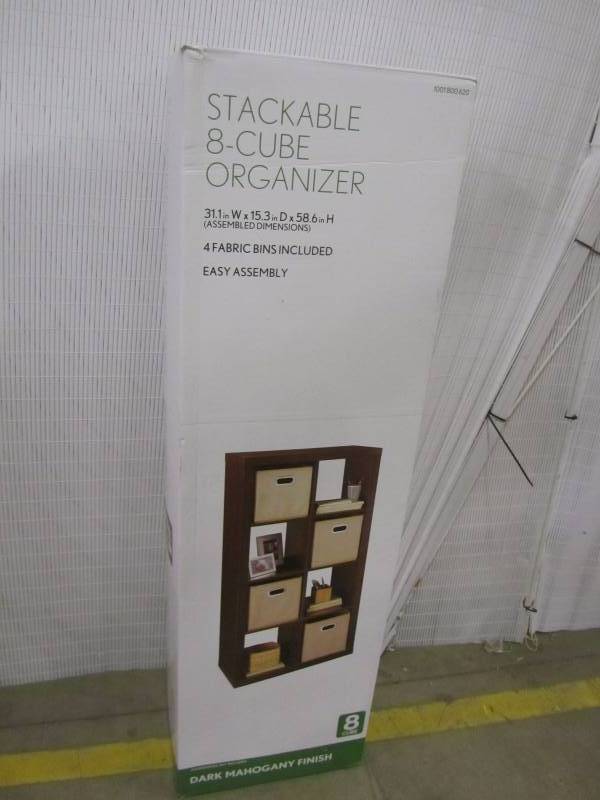 lot 56 image: 31 in. W x 58 in. H 8-Cube Organizer with 4 Fabric Bins