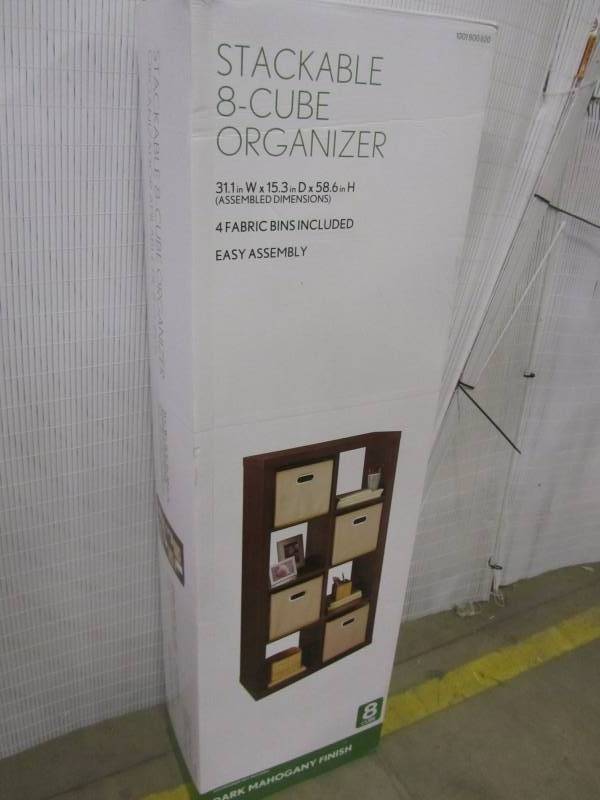 lot 57 image: 31 in. W x 58 in. H 8-Cube Organizer with 4 Fabric Bins
