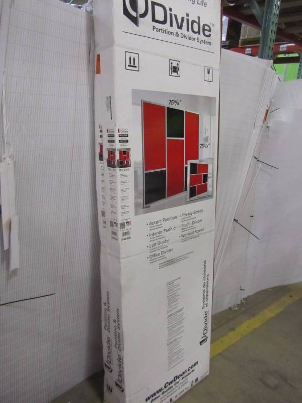 lot 63 image: (2) Contractors Udivide 75 58 x 75 38 6 panel dividers (3 red panels 3 black)