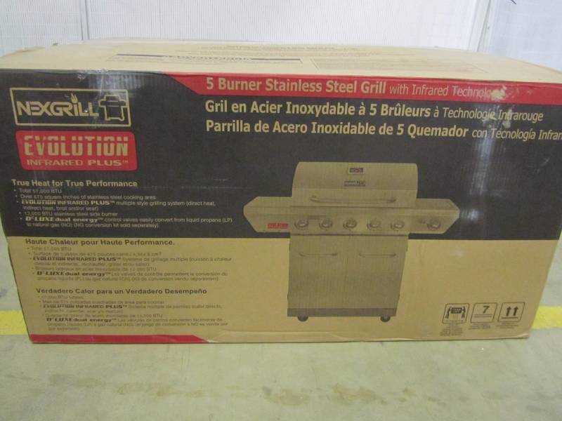 lot 41 image: Nexgrill Evolution 5-Burner Propane Gas Grill in Stainless Steel with Side Burner and Infrared Technology