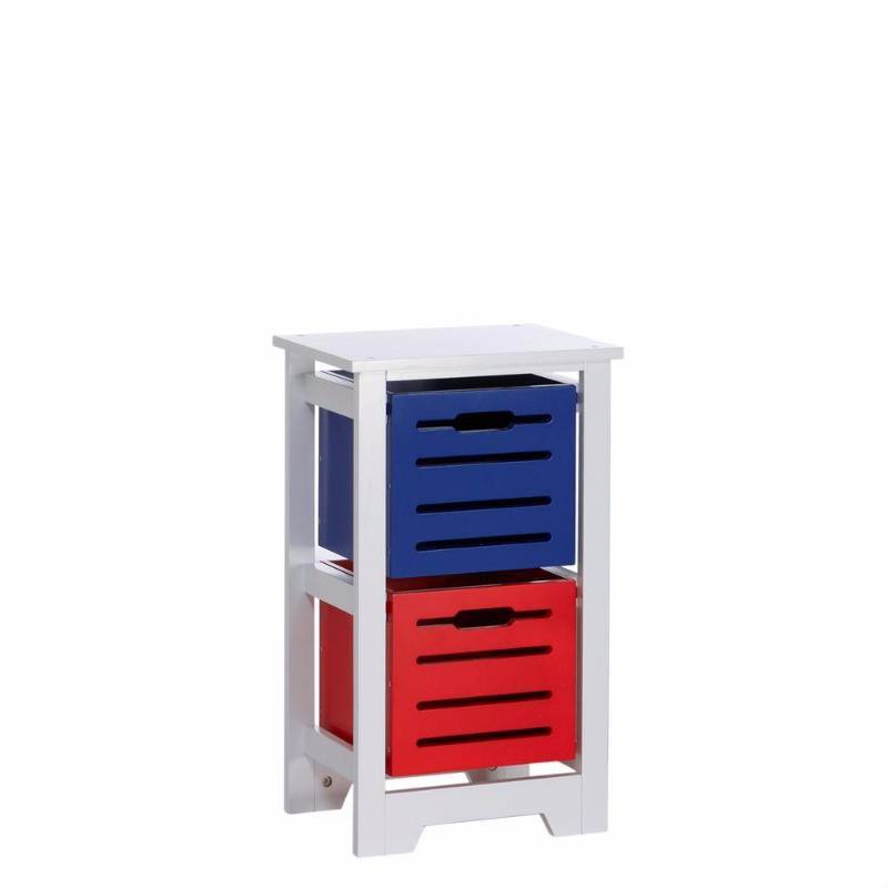 lot 34 image: (2) RiverRidge Home 16 in. x 26.25 in. 2-Bin Kids Storage Cabinet in White FrameRed, Blue